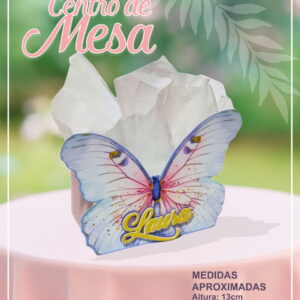 Centro de Mesa Borboleta Rosa e Azul Digital para Festa