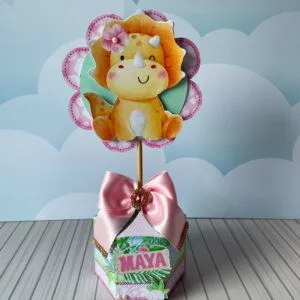 Centro de Mesa Dino Menina 16 Centro de Mesa Dino Menina