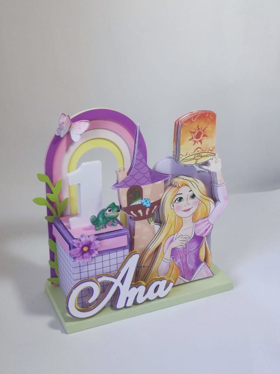 Centro de Mesa Luxo Rapunzel com Studio e PDF para Festa 3 Centro de Mesa Luxo Rapunzel com Studio e PDF para Festa - Imagem 3