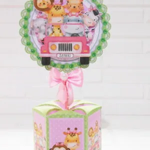 Centro de Mesa Safari Rosa Menina 8 Centro de Mesa Safari Rosa Menina