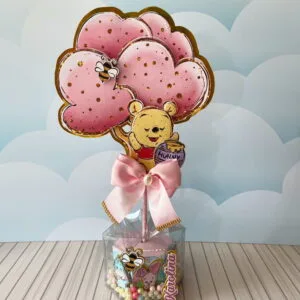 Centro de Mesa Ursinho Pooh Rosa