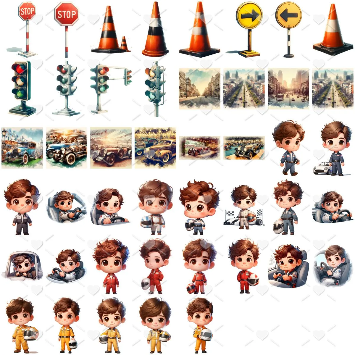 Cliparts Carros Vintage + Mascotinhos Imagens Png Retrô