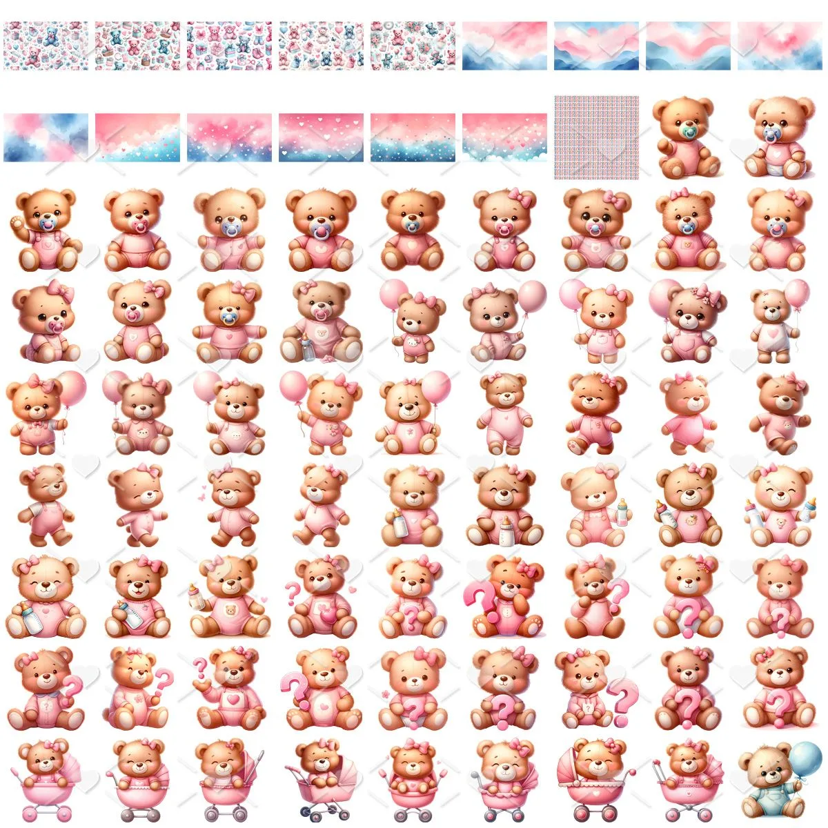 Cliparts Chá de Bebê Ursinhos Imagens Png Menina e Menino