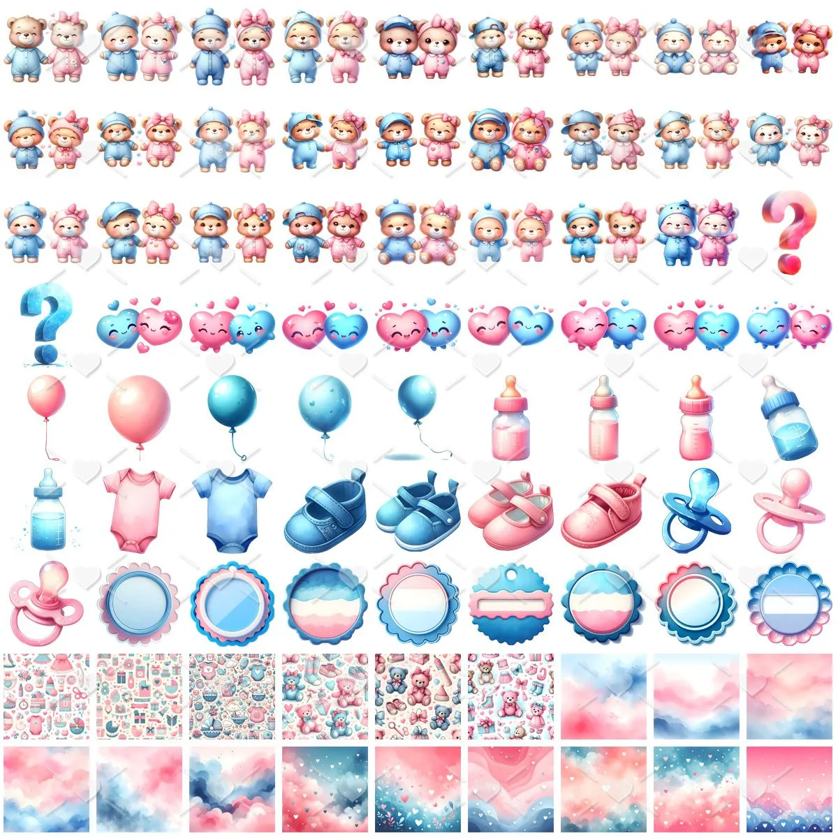 Cliparts Chá de Bebê Ursinhos Imagens Png Menina e Menino