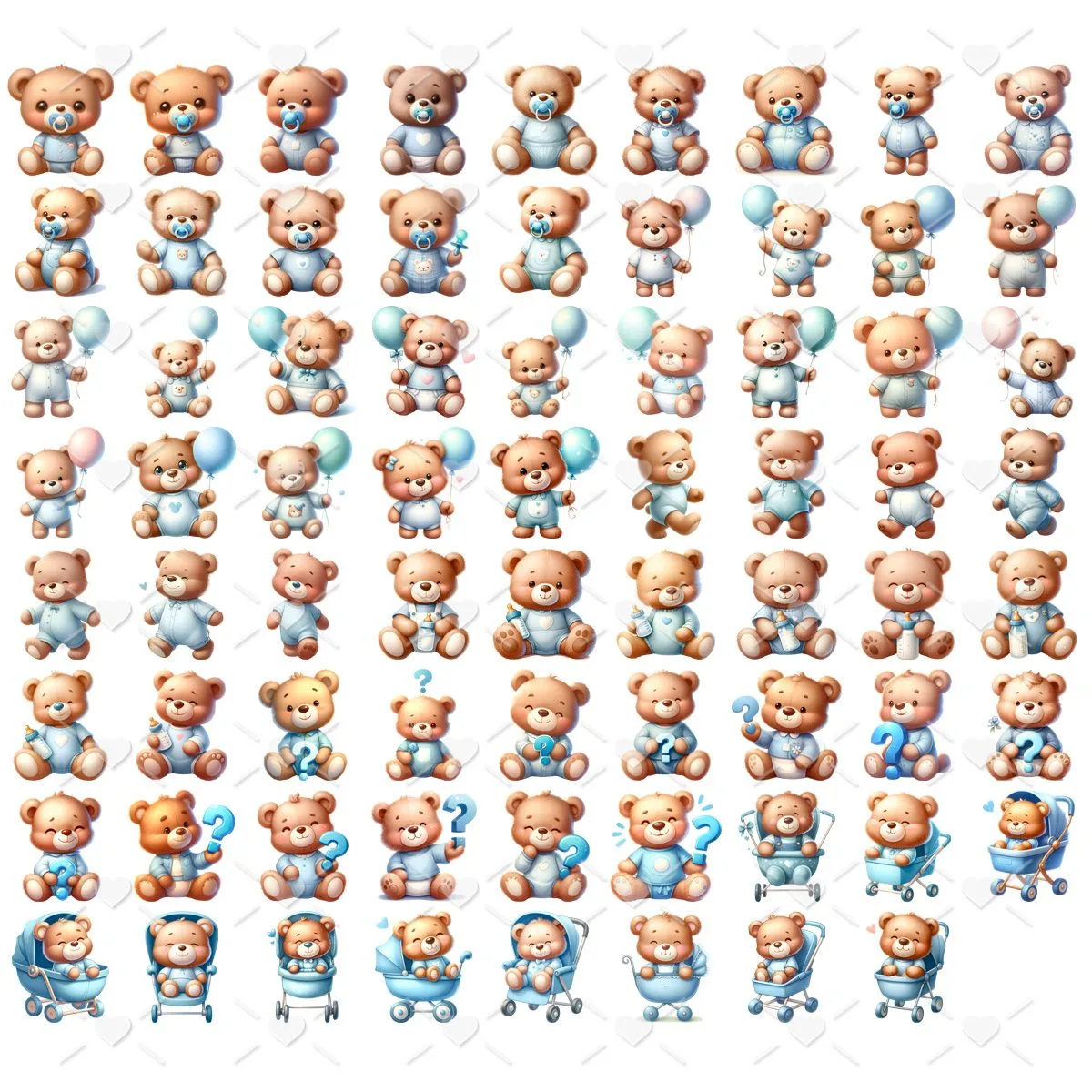 Cliparts Chá de Bebê Ursinhos Imagens Png Menina e Menino