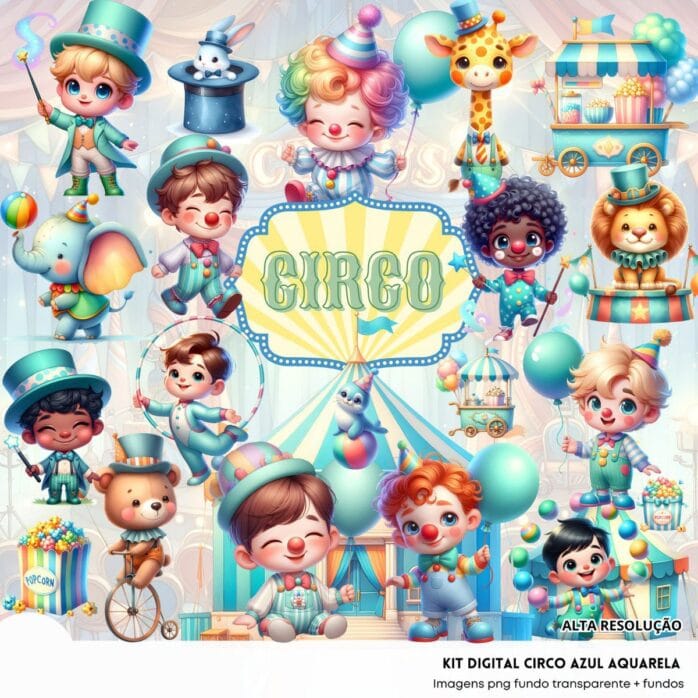 Cliparts Circo Azul Png Imagens Baby 3D Cute Bebês