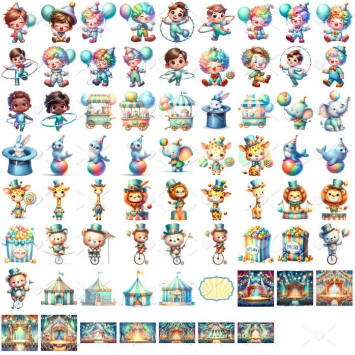 Cliparts Circo Azul Png Imagens Baby 3D Cute Bebês