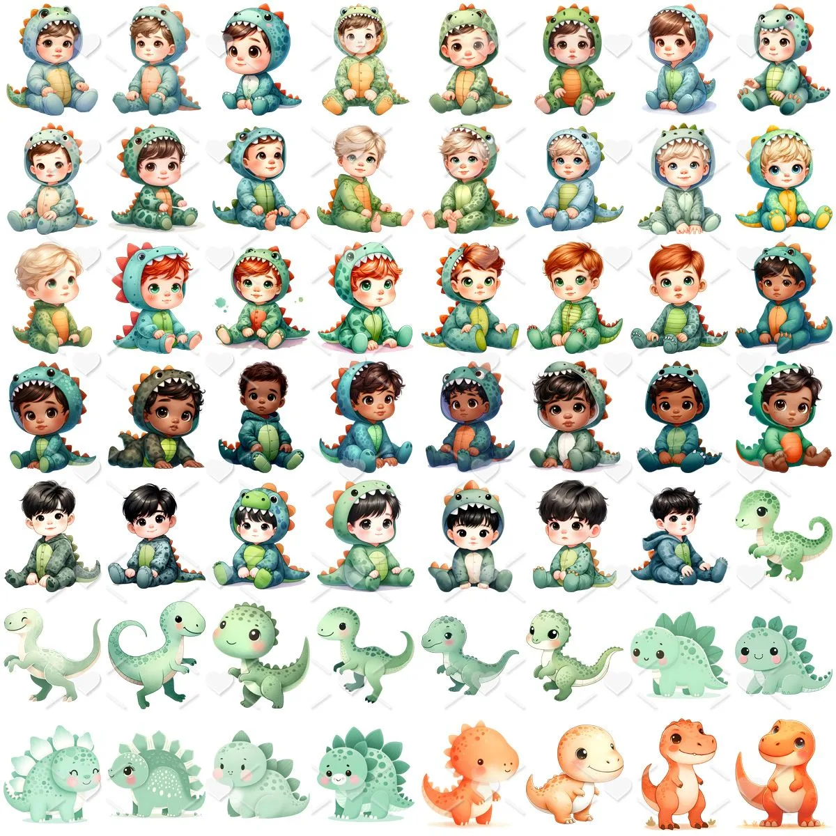 Cliparts Dino Baby Aquarela Imagens Png 3D Cute Baby Menino