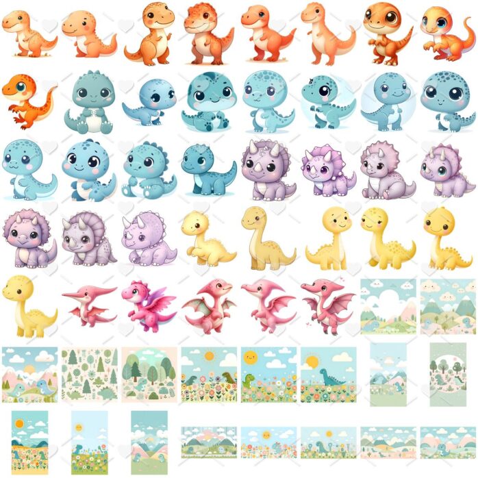 Cliparts Dino Baby Aquarela Imagens Png 3D Cute Baby Menino