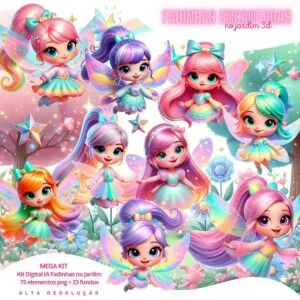 Cliparts Fadinhas Encantadas no Jardim Imagens Png 3D Cute