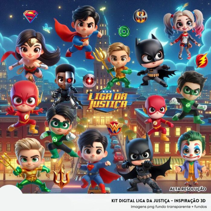 Cliparts Liga da Justiça Imagens Png Super Heróis 3D Cute