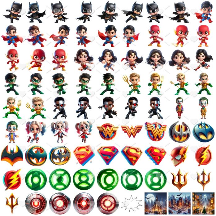 Cliparts Liga da Justiça Imagens Png Super Heróis 3D Cute