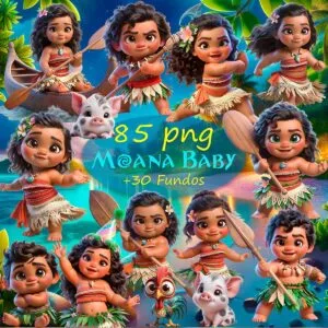 Cliparts Moana Baby Png Imagens 3D Cute Bebês + Fundos