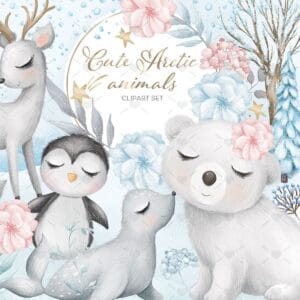 Cliparts Pack Animais Fofos do Ártico Neve Plantas Flores 14 Cliparts Pack Animais Fofos Do Artico Neve Plantas Flores 6