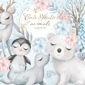 Cliparts Pack Animais Fofos do Ártico Neve Plantas Flores 15 Cliparts Pack Animais Fofos Do Artico Neve Plantas Flores 6