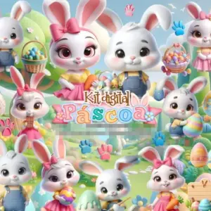 Coelhinhos 3d Pascoa Kit Digital Png Sublimacao E Scrapbook