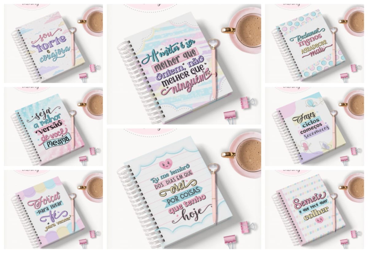 Coleção de Agendas Lettering Femininas Digital para Revenda 1 Coleção de Agendas Lettering Femininas Digital para Revenda