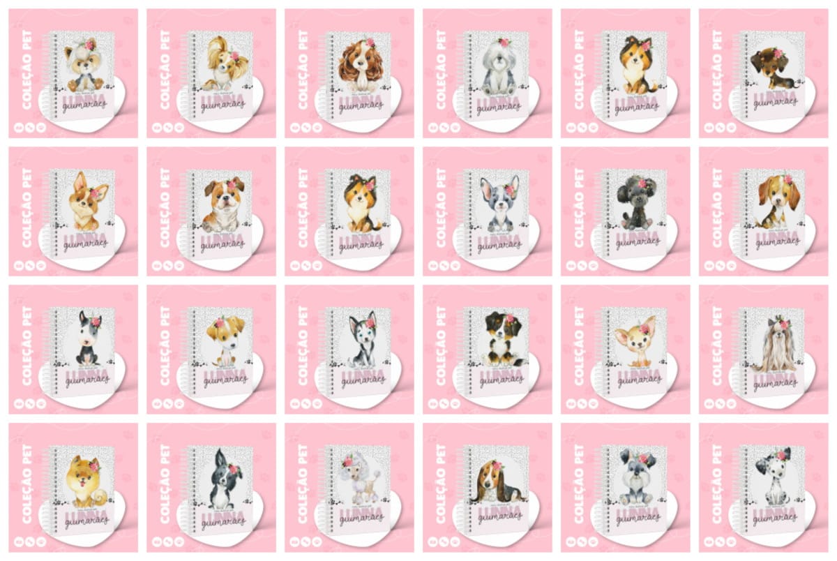 Coleção de Capas Pet Dog Fêmea para Papelaria Criativa 4 Coleção de Capas Pet Dog Fêmea para Papelaria Criativa