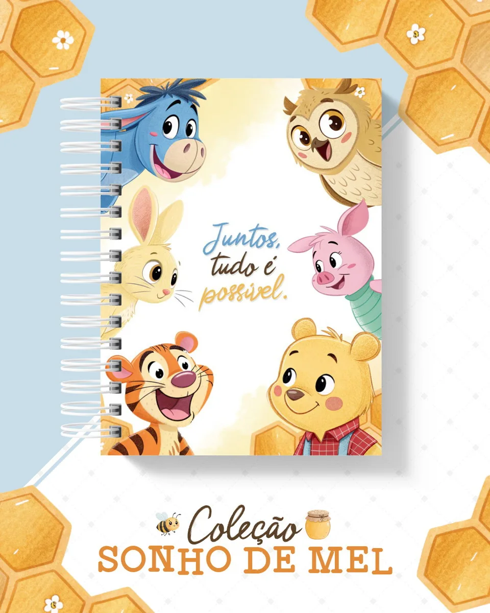 Coleção Escolar Pooh Arquivos para Encadernação Criativa 1 Coleção Escolar Pooh Arquivos para Encadernação Criativa