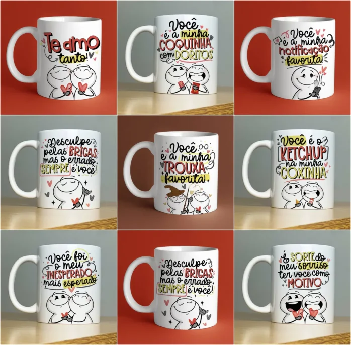 Coleção Exclusiva de Designs para Canecas de Namorados