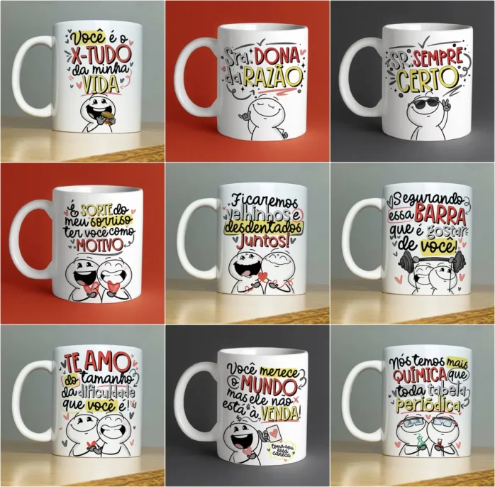 Coleção Exclusiva de Designs para Canecas de Namorados