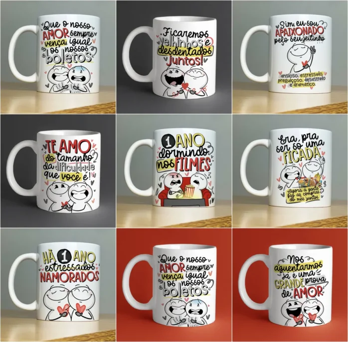Coleção Exclusiva de Designs para Canecas de Namorados