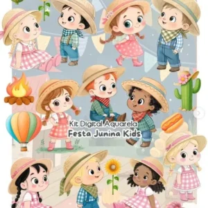 Coleção Festa Junina Kids em PNG para Artesanato