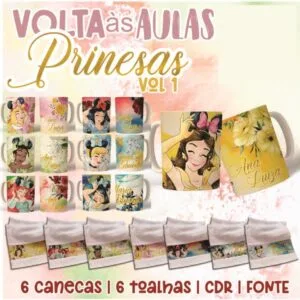 Coleção Princesas - Canecas e Toalhas - Arquivo Digital 14 Coleção Princesas - Canecas e Toalhas - Arquivo Digital