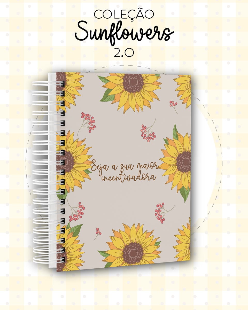 Arquivos de Encadernação Girassol Agenda A5 para Imprimir 3 Arquivos de Encadernação Girassol Agenda A5 para Imprimir - Imagem 3
