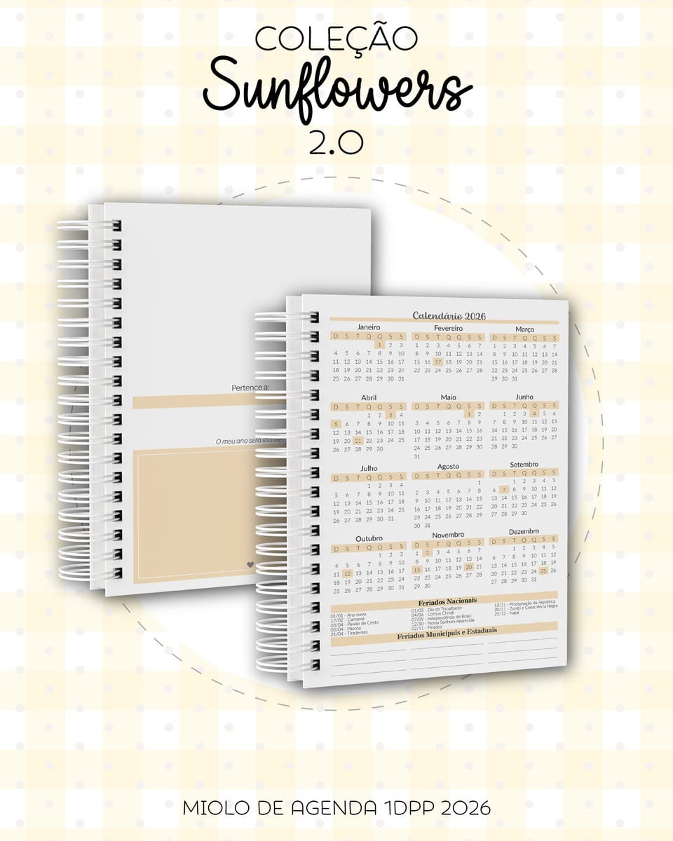 Arquivos de Encadernação Girassol Agenda A5 para Imprimir 4 Arquivos de Encadernação Girassol Agenda A5 para Imprimir - Imagem 4