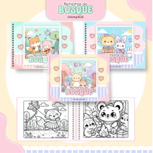 Livro de Colorir Bosque Kit Digital para Criar e Vender 12 colorindo book bosque arquivo digital