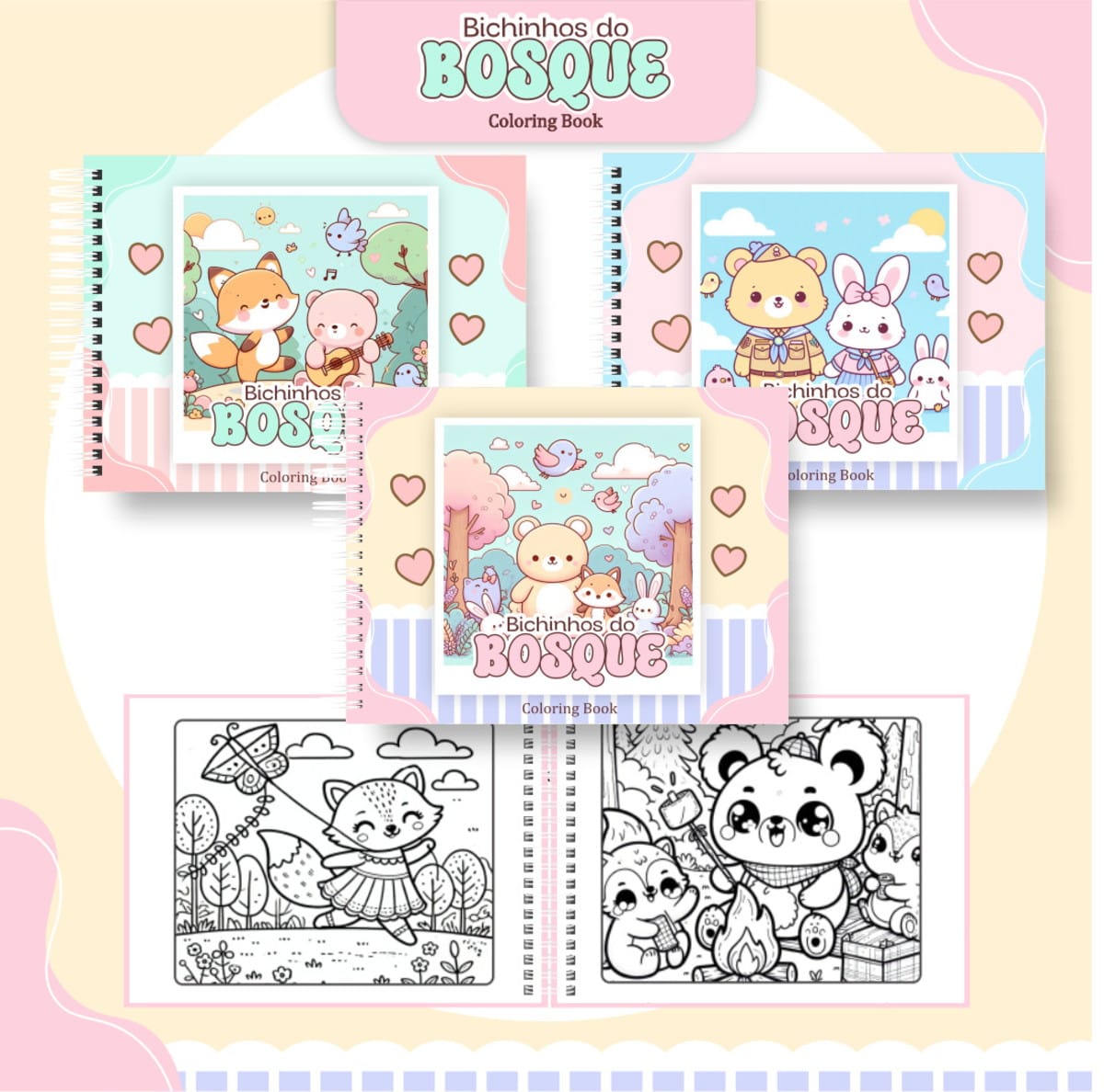 Livro de Colorir Bosque Kit Digital para Criar e Vender 1 Livro de Colorir Bosque Kit Digital para Criar e Vender