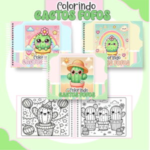 colorindo book cactos fofos arquivo digital