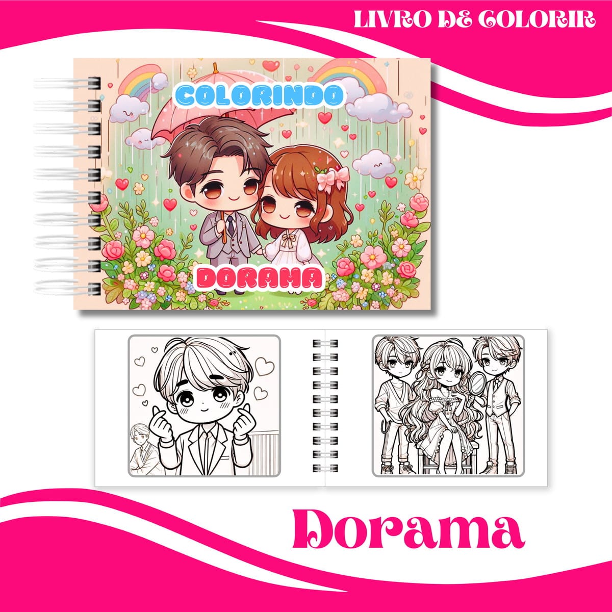 Livro de Colorir Doramas Chibi em PDF e PNG 1 Livro de Colorir Doramas Chibi em PDF e PNG