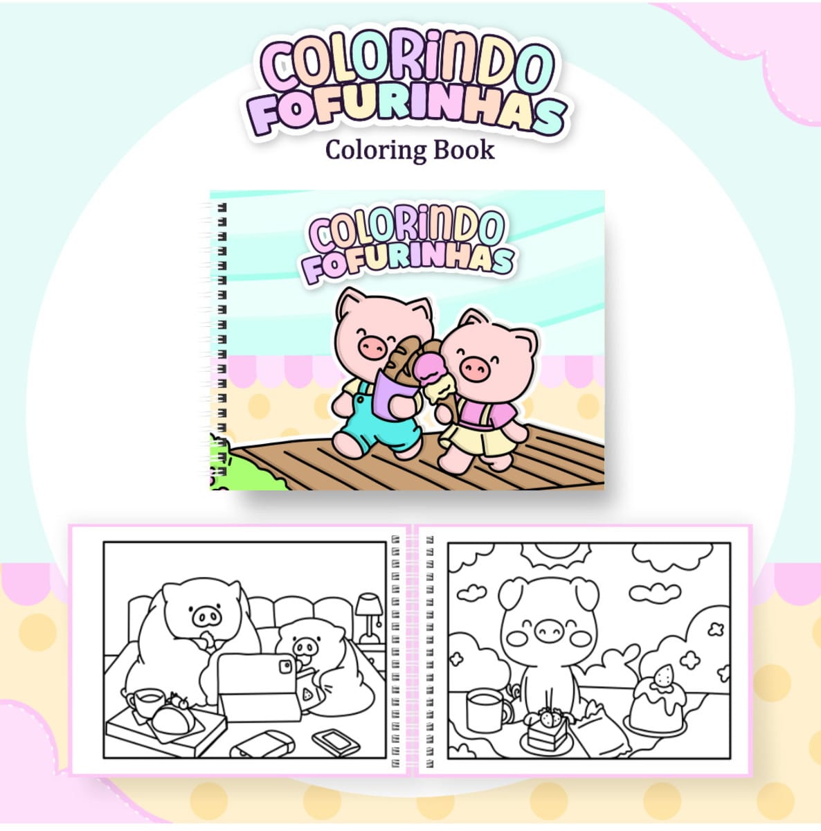 Colorindo Book Fofurinhas Kit Digital para Livros de Colorir 2 Colorindo Book Fofurinhas Kit Digital para Livros de Colorir - Imagem 2