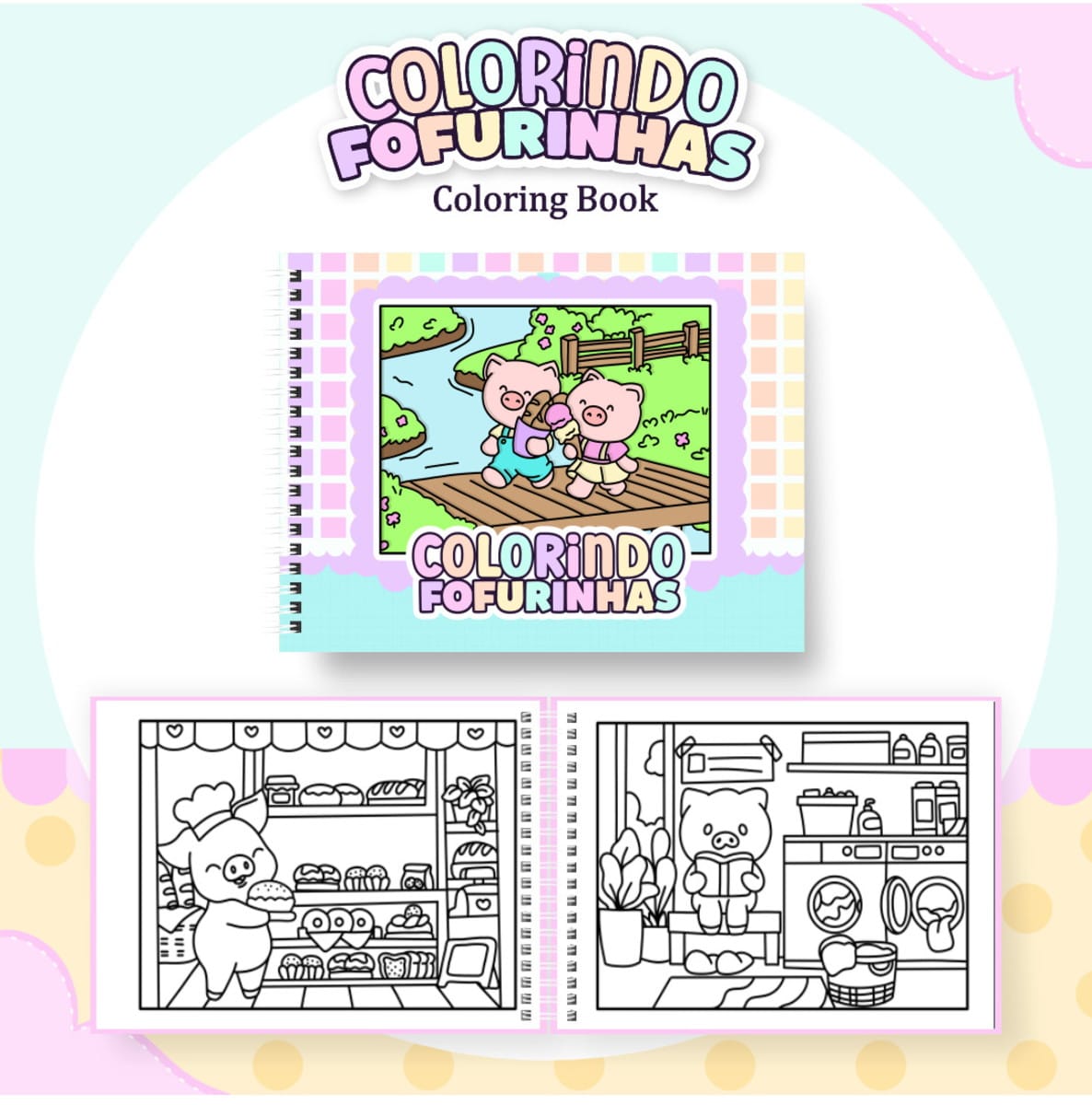 Colorindo Book Fofurinhas Kit Digital para Livros de Colorir 3 Colorindo Book Fofurinhas Kit Digital para Livros de Colorir - Imagem 3
