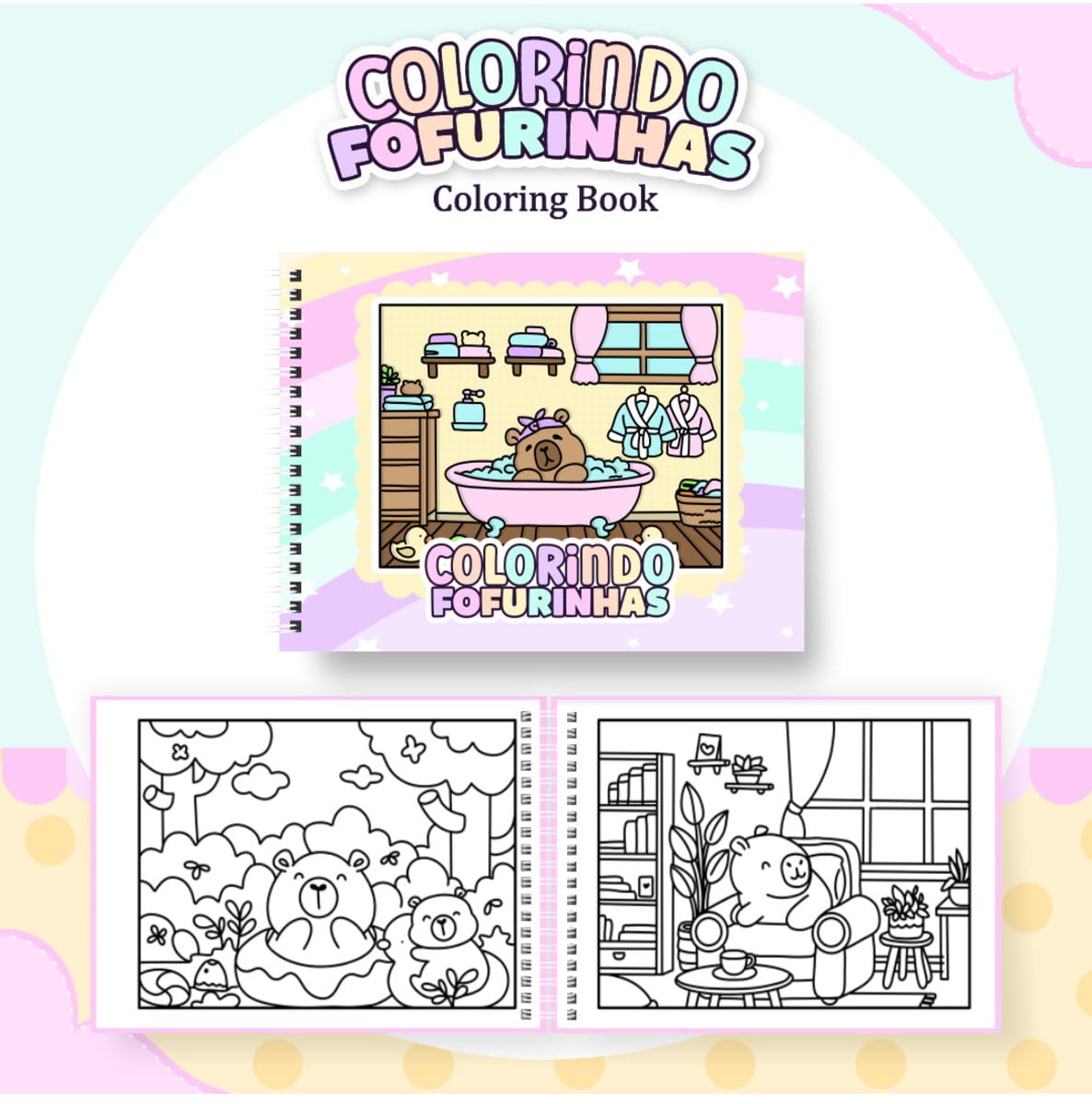 Colorindo Book Fofurinhas Kit Digital para Livros de Colorir 4 Colorindo Book Fofurinhas Kit Digital para Livros de Colorir - Imagem 4