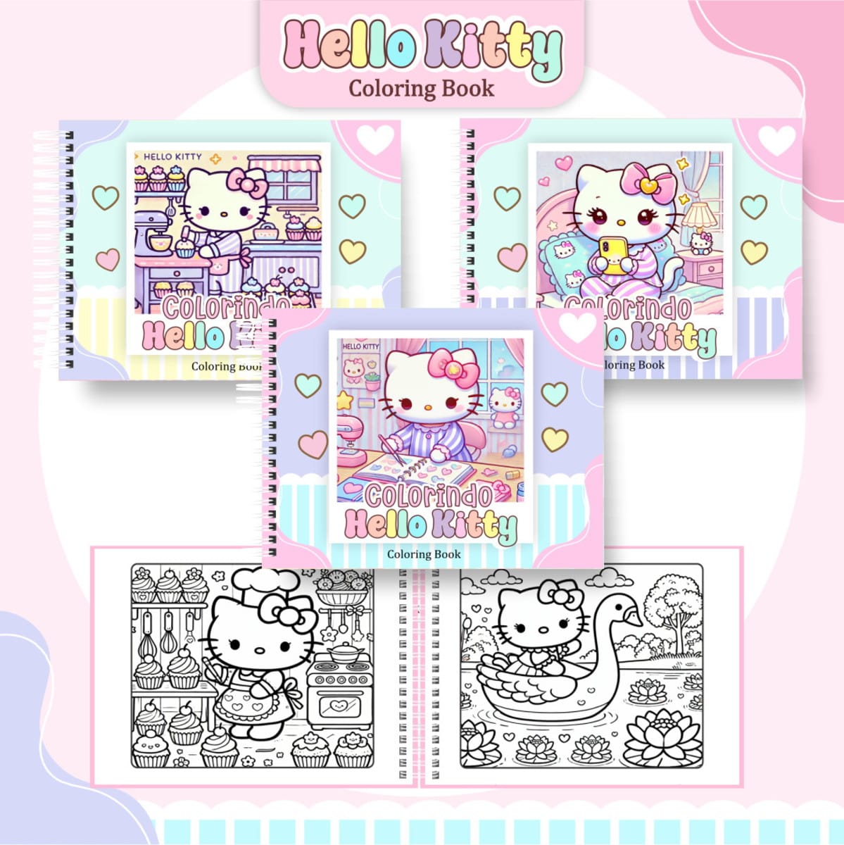 Kit Colorindo Book Hello Kitty PDF e PNG para Colorir 1 Kit Colorindo Book Hello Kitty PDF e PNG para Colorir