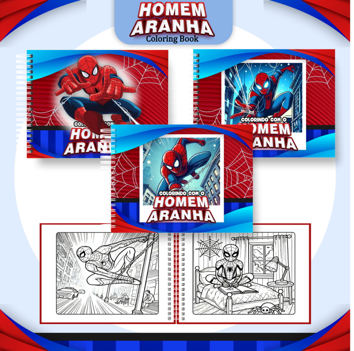 Kit Livro de Colorir Homem Aranha Digital para Imprimir 1 Kit Livro de Colorir Homem Aranha Digital para Imprimir
