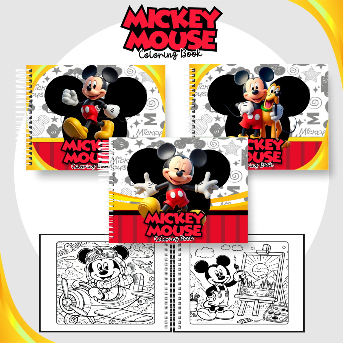 Kit Digital Colorindo Book Mickey para Cadernos e Scrap 1 Kit Digital Colorindo Book Mickey para Cadernos e Scrap