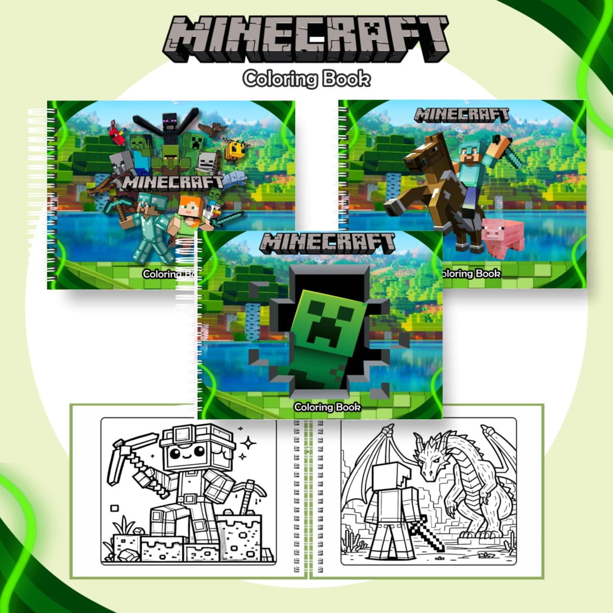 Livro de Colorir Minecraft Digital para Sublimação 1 Livro de Colorir Minecraft Digital para Sublimação