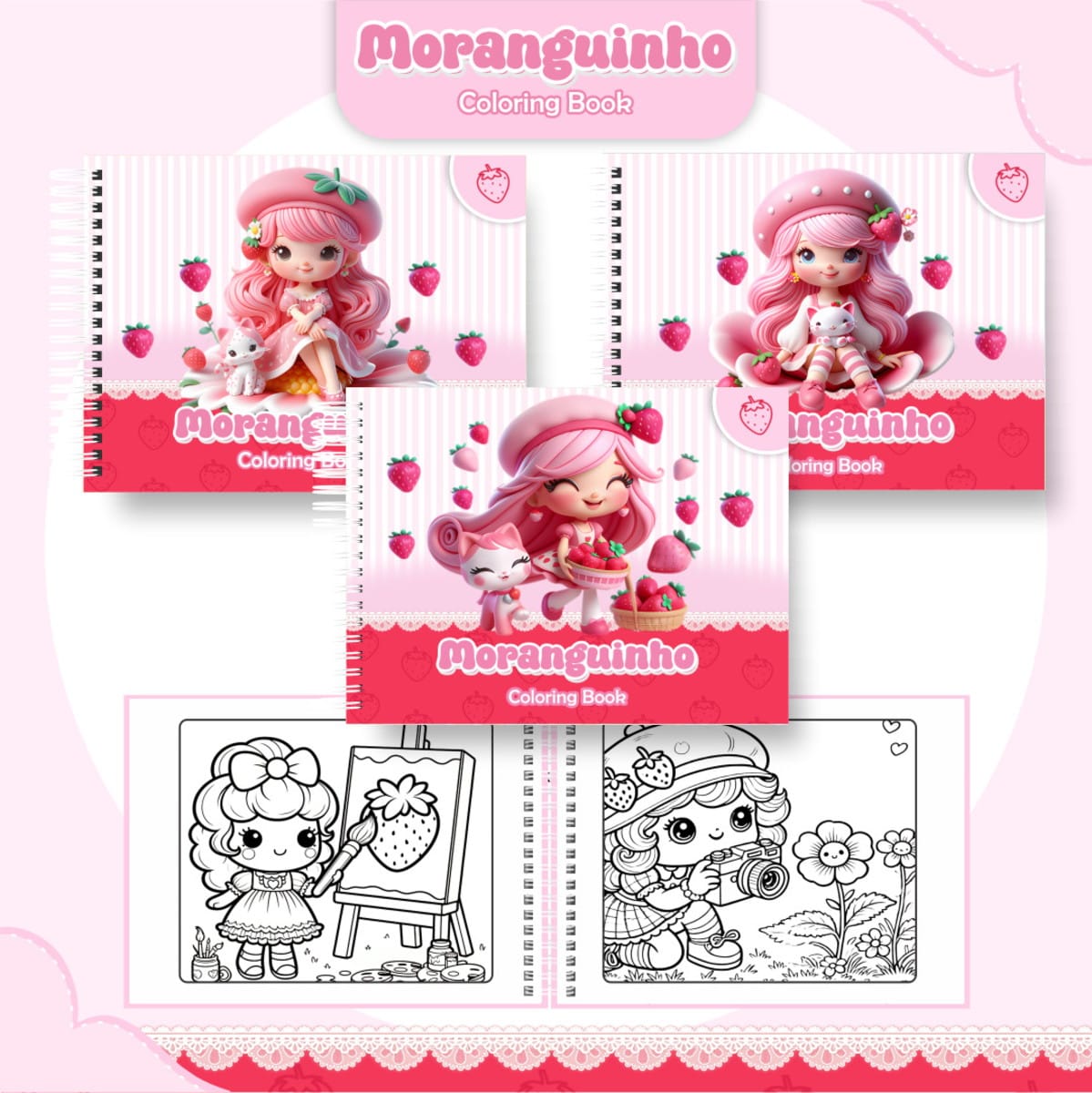 Livro de Colorir Moranguinho Kit Digital para Imprimir 1 Livro de Colorir Moranguinho Kit Digital para Imprimir