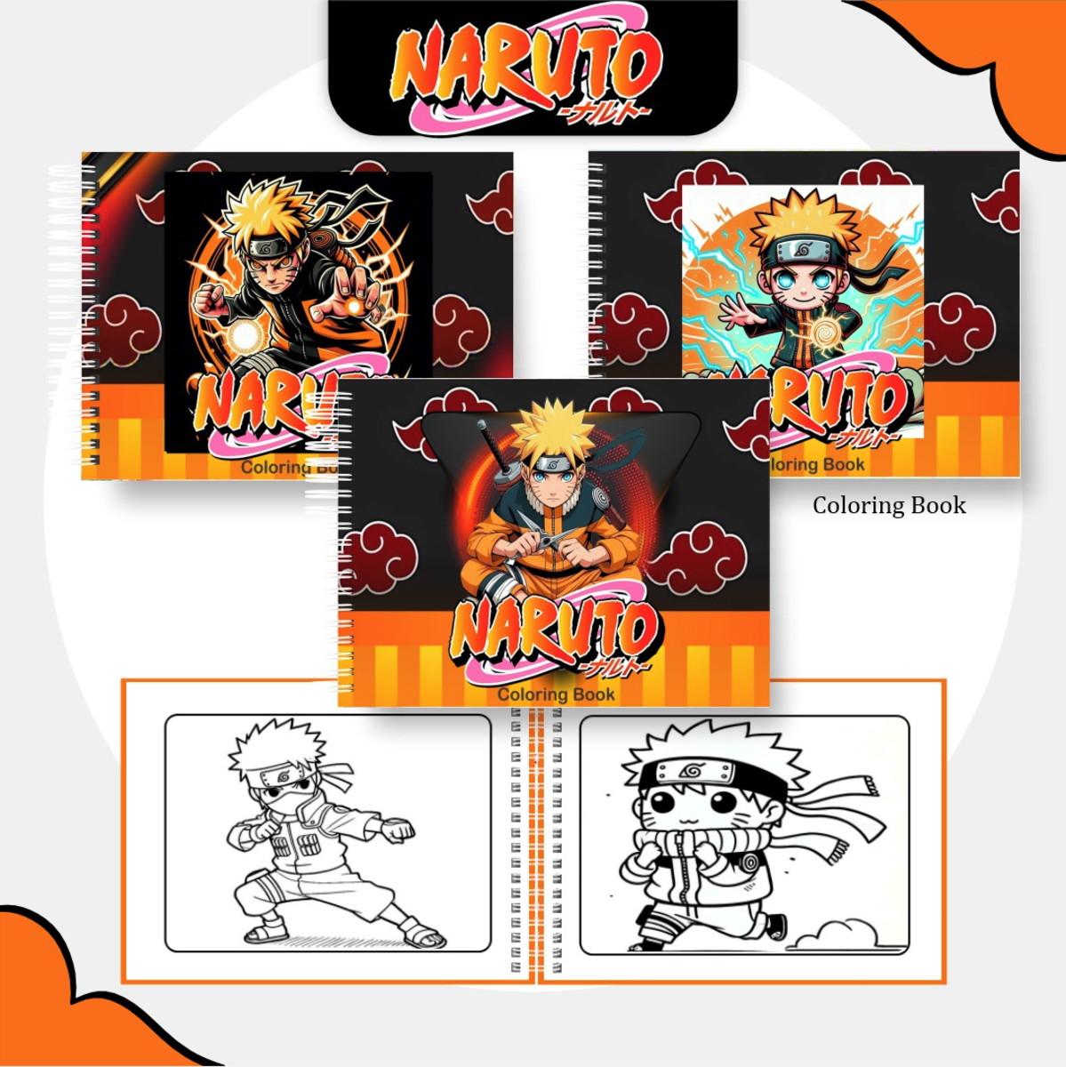 Livro de Colorir Naruto Digital com 51 Paginas em PDF e PNG 1 Livro de Colorir Naruto Digital com 51 Paginas em PDF e PNG