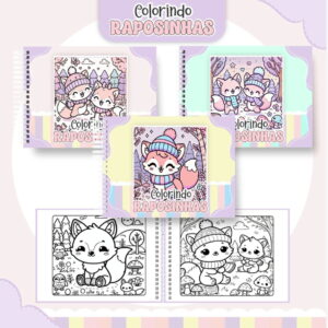 Livro para Colorir Raposinhas Kit Digital com 51 Páginas 16 colorindo book raposinhas arquivo digital
