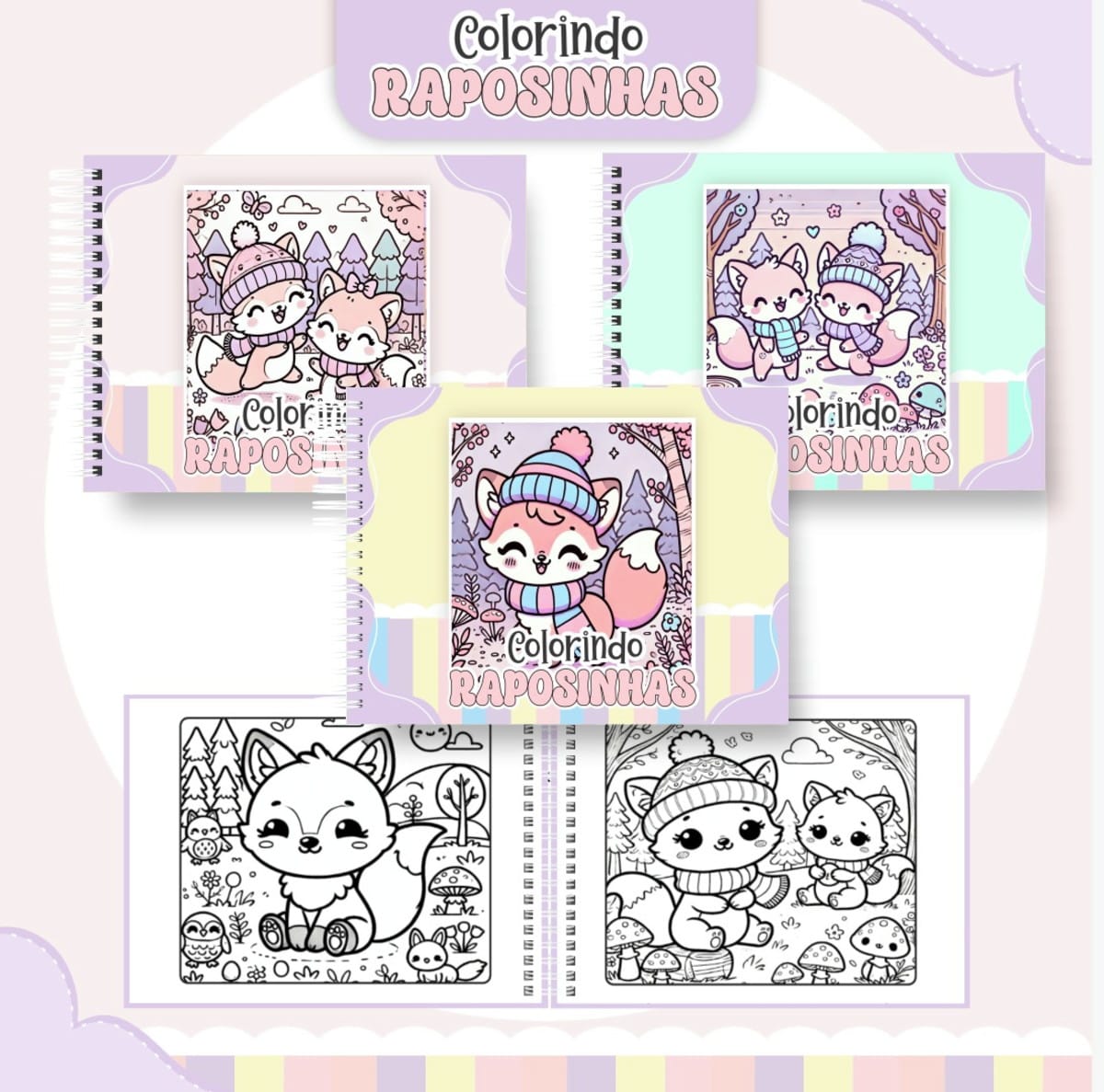 Livro para Colorir Raposinhas Kit Digital com 51 Páginas 1 Livro para Colorir Raposinhas Kit Digital com 51 Páginas