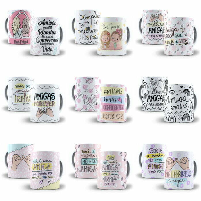 Combo 100 Estampas Caneca Dia do Amigo Amizade Sublimação