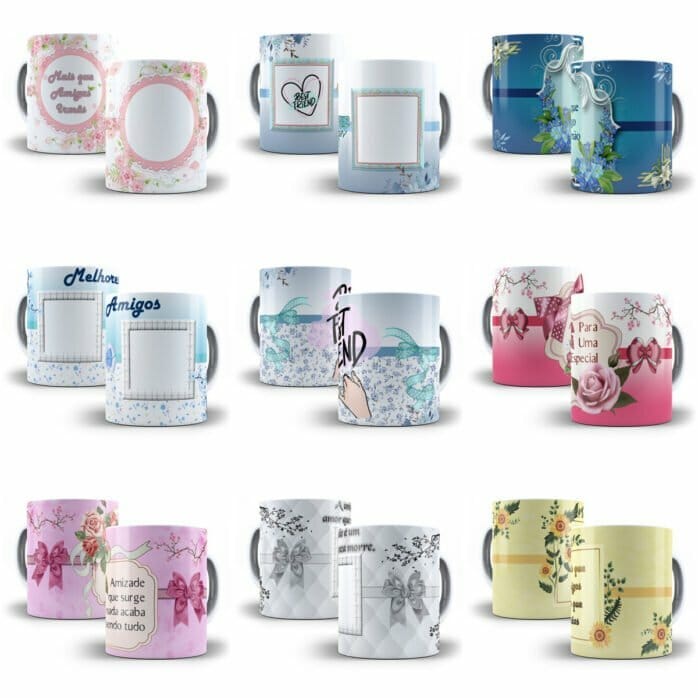 Combo 100 Estampas Caneca Dia do Amigo Amizade Sublimação