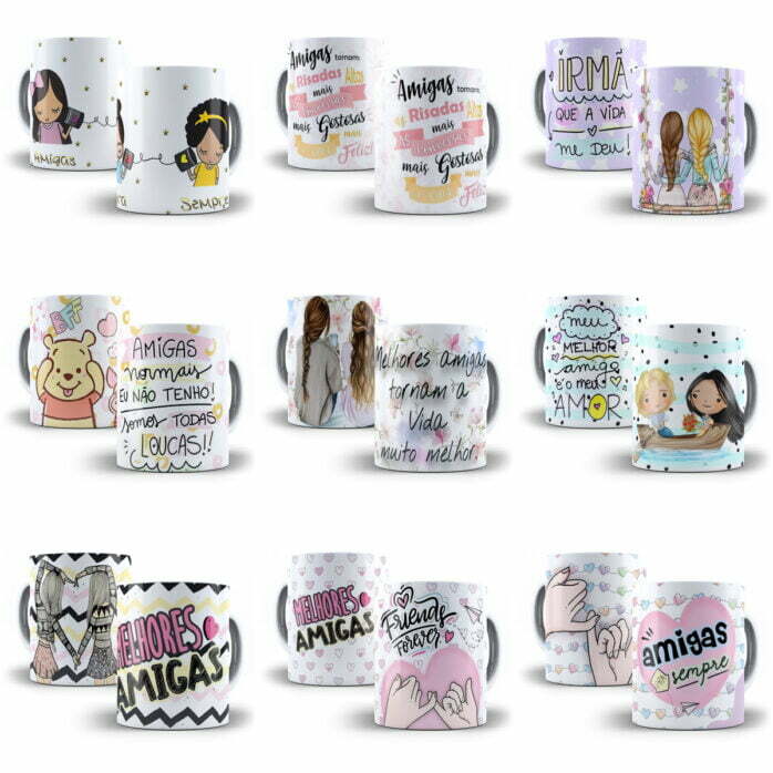 Combo 100 Estampas Caneca Dia do Amigo Amizade Sublimação