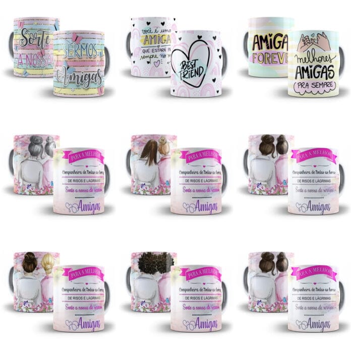 Combo 100 Estampas Caneca Dia do Amigo Amizade Sublimação