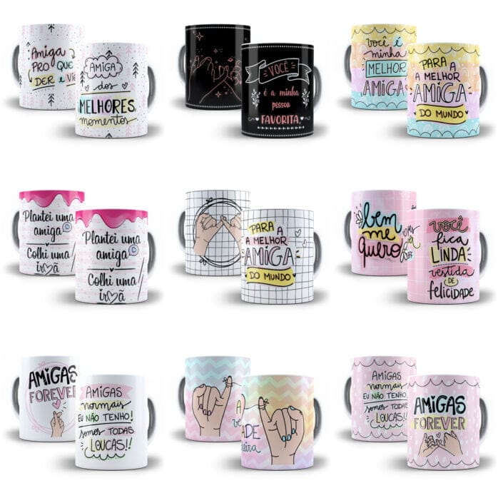 Combo 100 Estampas Caneca Dia do Amigo Amizade Sublimação